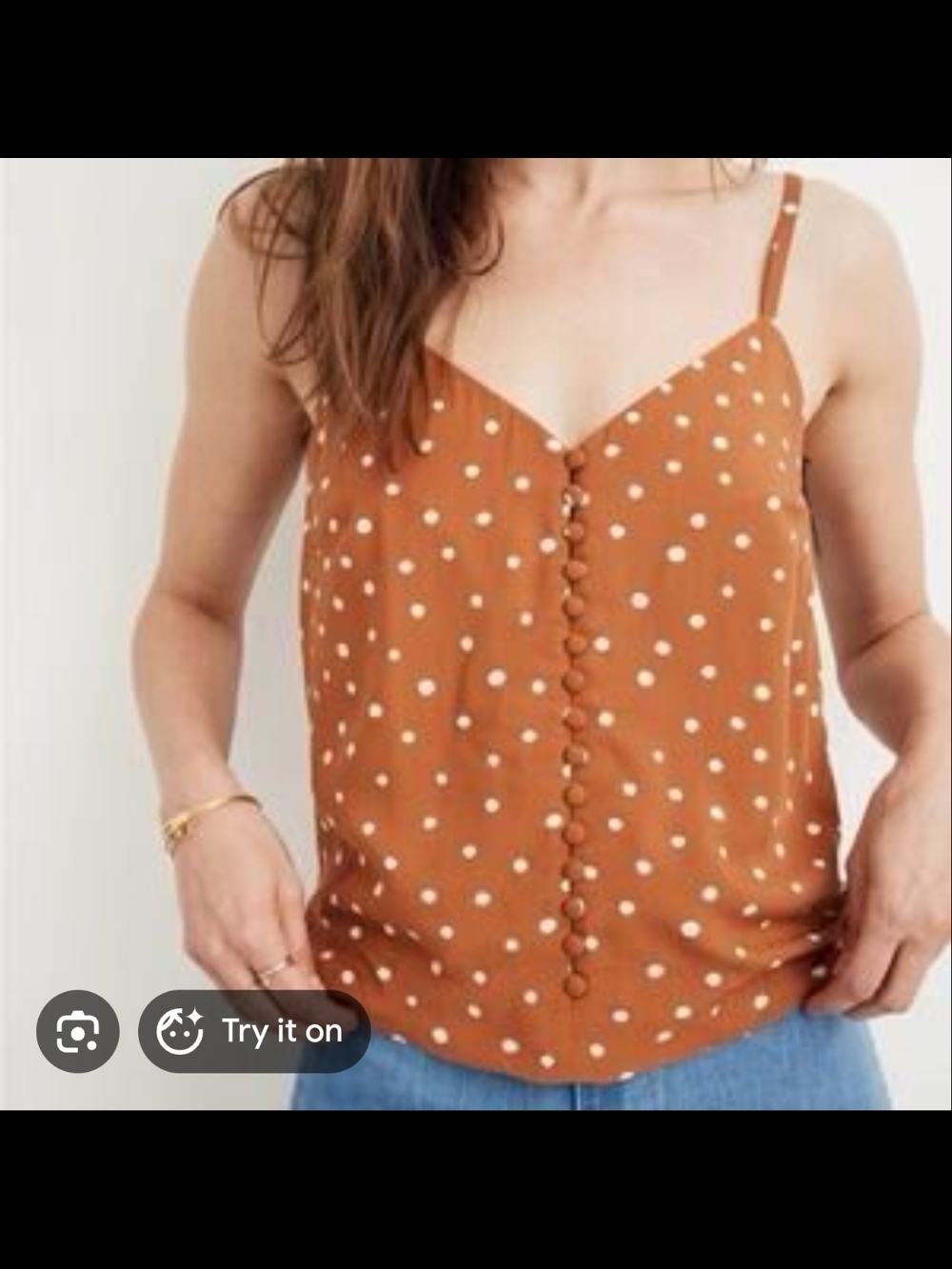 Madewell Rust Tank with White Polka Dot Button-Front Cami